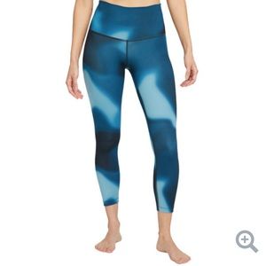 NIKE Yoga Women’s High-Waisted 7/8 Gradient Dye Leggings Tights Small Blue